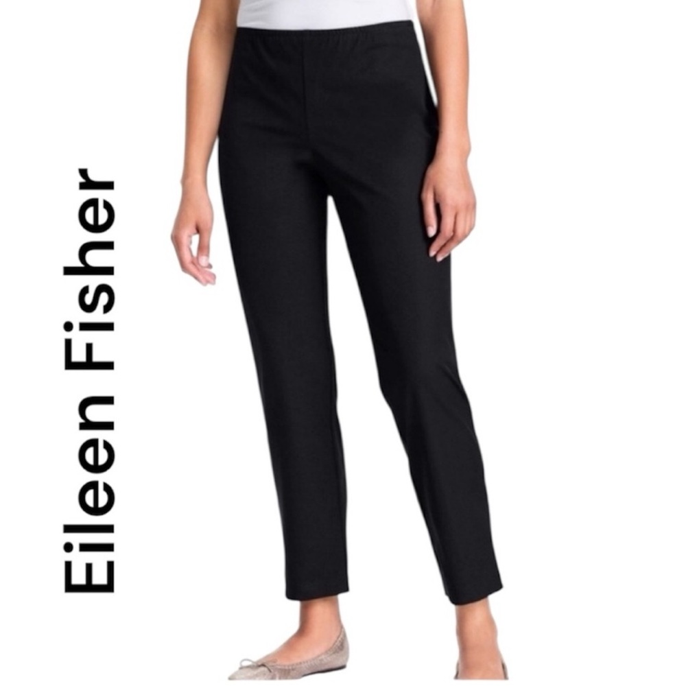 Eileen Fisher black cotton stretch Black ankle Pants
